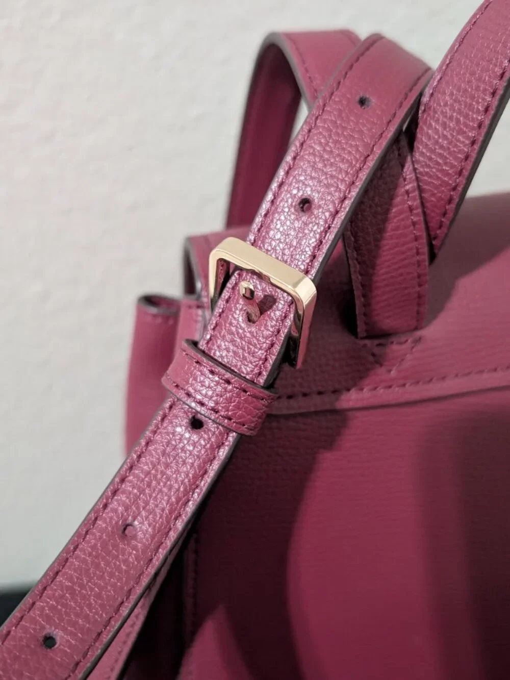 Kate Spade Darcy Flap Backpack Grain Leather WKR00548 Burgundy Drawstring